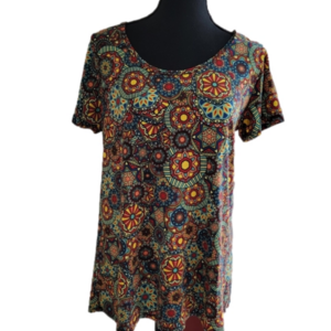 LuLaRoe☆ Womens Colorful Mandala Scoop Neck T-shirt Short Sleeve Size S EUC